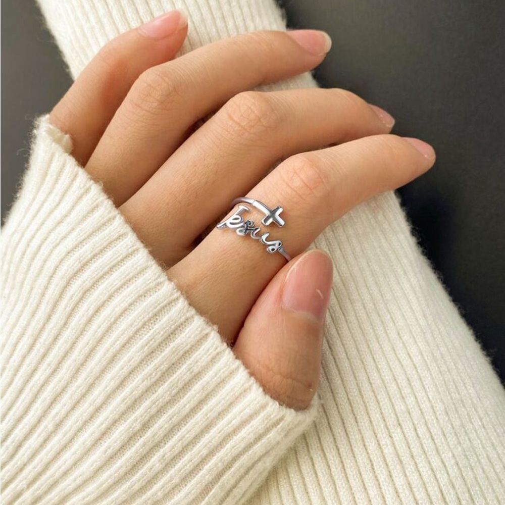 Jesus cross Design Cuff Ring - Picture 4 of 11